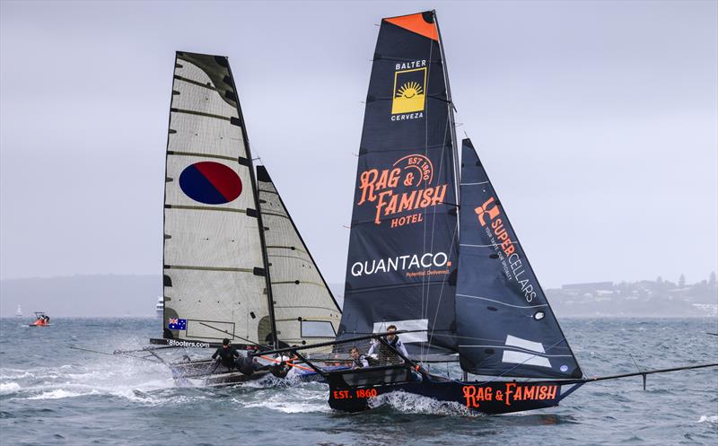 Action at the first weather mark - 18ft Skiff Season Point Score race 17 photo copyright SailMedia taken at Australian 18 Footers League and featuring the 18ft Skiff class