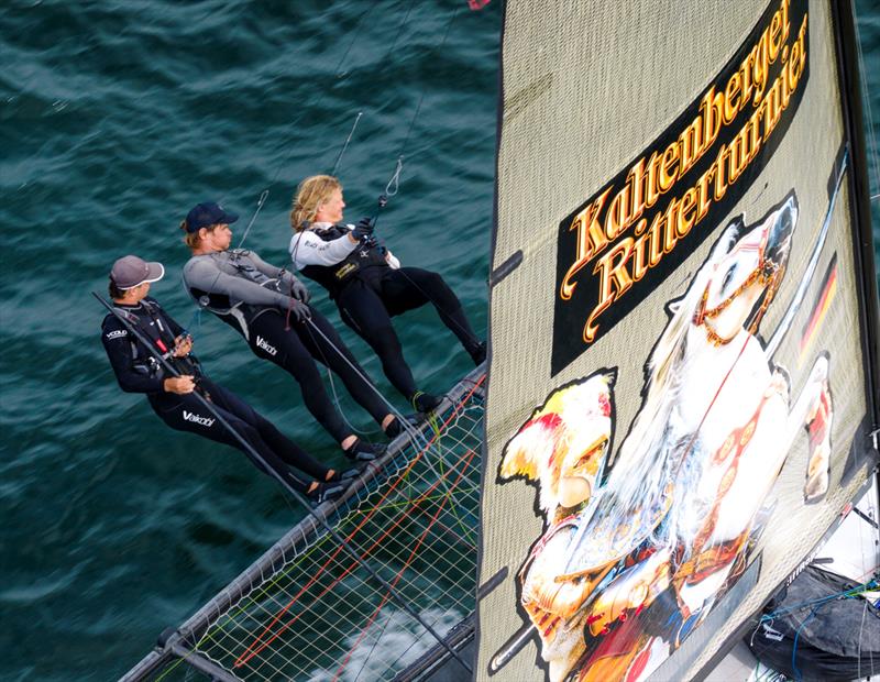 18ft Skiff Season Point Score Race 19 - Black Knight's crew working hard - photo © SailMedia