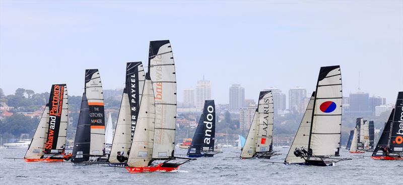 JJ Giltinan 18ft Skiff World Championship 2026 Race 1 - Shortly after the start photo copyright SailMedia taken at Australian 18 Footers League and featuring the 18ft Skiff class