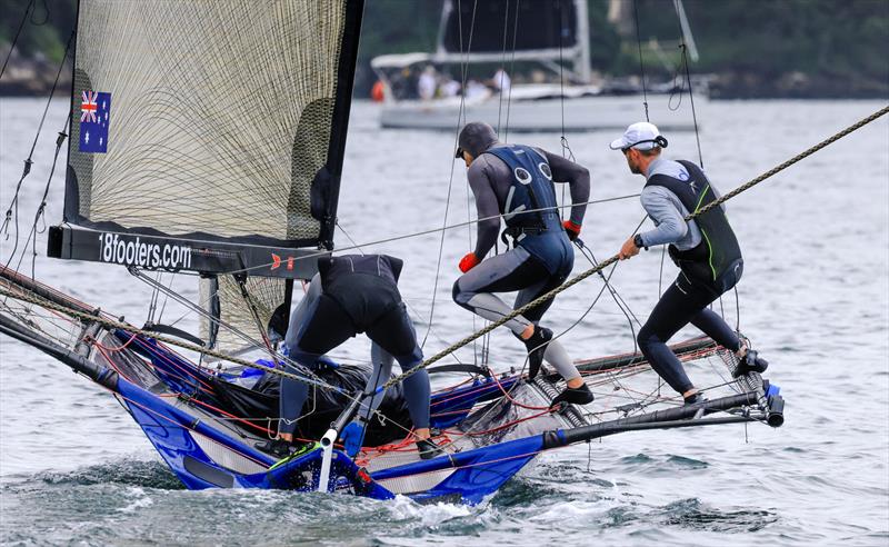 JJ Giltinan 18ft Skiff World Championship 2026 Race 1 - Great teamwork on Yandoo photo copyright SailMedia taken at Australian 18 Footers League and featuring the 18ft Skiff class