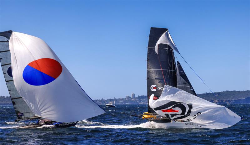 JJ Giltinan 18ft Skiff World Championship 2026 Race 4 & 5 - Unfortunate finish for GC Sails in Race 4 photo copyright SailMedia taken at Australian 18 Footers League and featuring the 18ft Skiff class