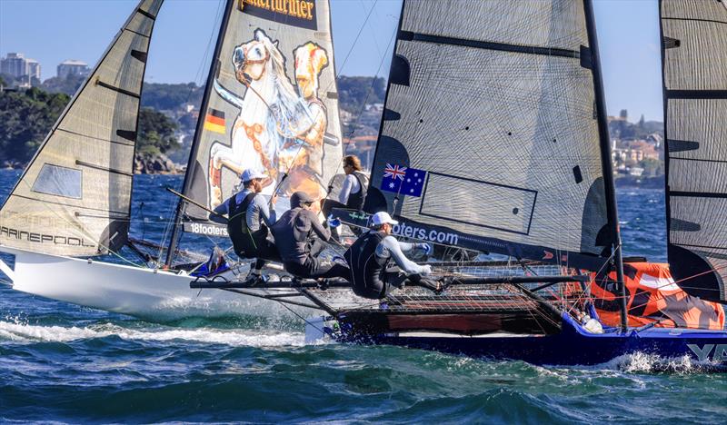 JJ Giltinan 18ft Skiff World Championship 2026 Race 4 & 5 - Close action at the weather mark - photo © SailMedia