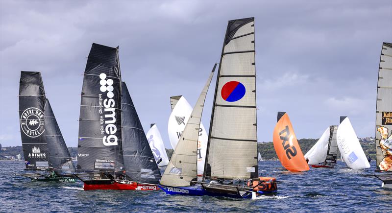 JJ Giltinan 18ft Skiff World Championship 2026 Race 8 - Crowded mark rounding - photo © SailMedia
