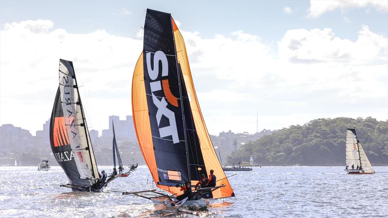 JJ Giltinan 18ft Skiff World Championship 2026 Race 8 - Leaders head for the finish line - photo © SailMedia