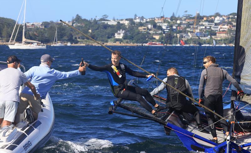 JJ Giltinan 18ft Skiff World Championship 2026 Race 9 - Champagne for the champion Yandoo team - photo © SailMedia
