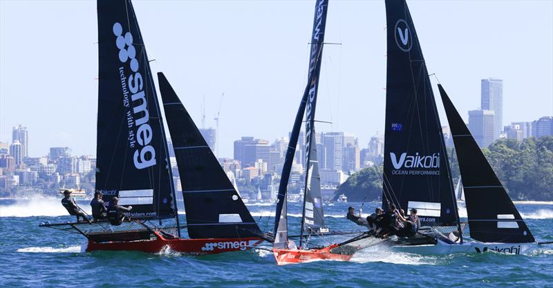 JJ Giltinan 18ft Skiff World Championship 2026 Race 9 - Racing for the early lead to the Beashel Buoy weather mark - photo © SailMedia