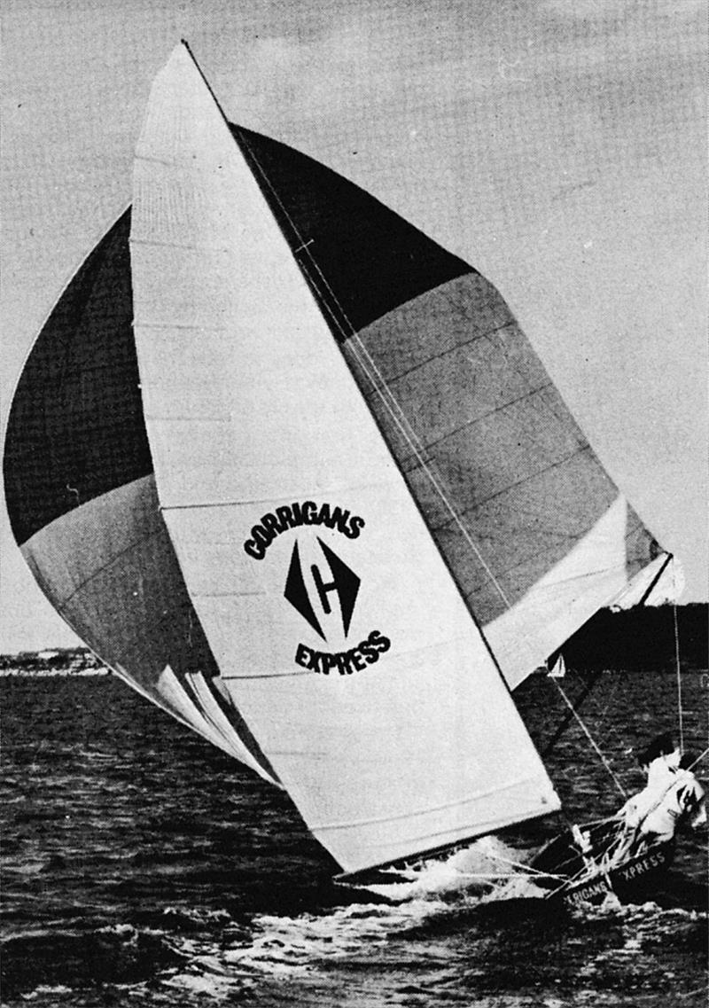 Corrigans Express on a spinnaker run in the 1970s photo copyright Archive taken at Australian 18 Footers League and featuring the 18ft Skiff class
