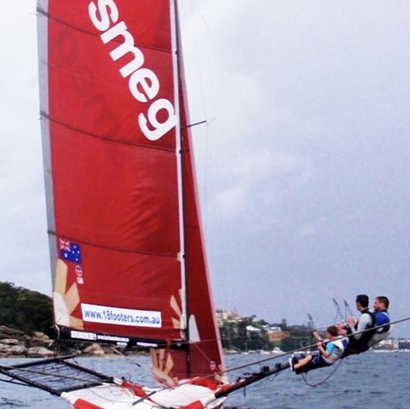 16-year-old Ryan Ewings takes on the role of skipper on the 18footer Smeg in 2011 - photo © Australian 18 Footers League