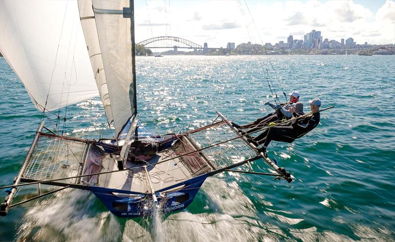 Champion Yandoo team in action - 18ft Skiff Club Championship Race 1 and SIXT Spring Championship Race 2 - photo © SailMedia