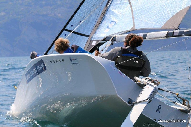 Day 2 of Eurosaf Champions Sailing Cup Leg 2 at Lake Garda photo copyright Elena Giolai taken at Fraglia Vela Riva and featuring the SKUD 18 class