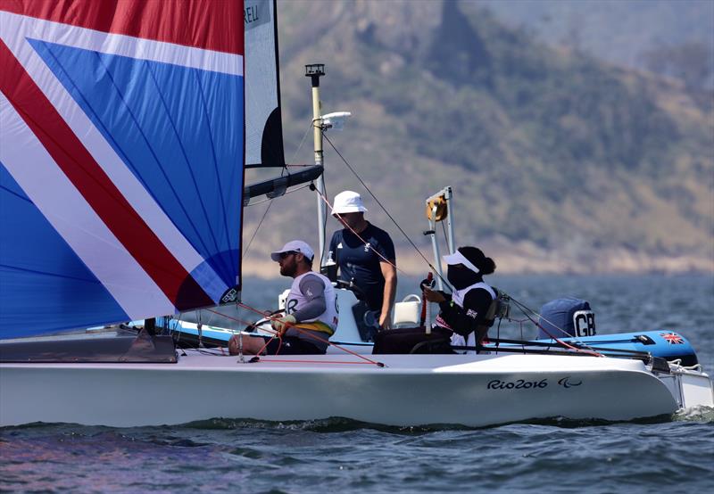 Alexandra Rickham & Niki Birrell on day 1 of the Rio 2016 Paralympic Sailing Competition photo copyright Richard Langdon / British Sailing Team taken at  and featuring the SKUD 18 class
