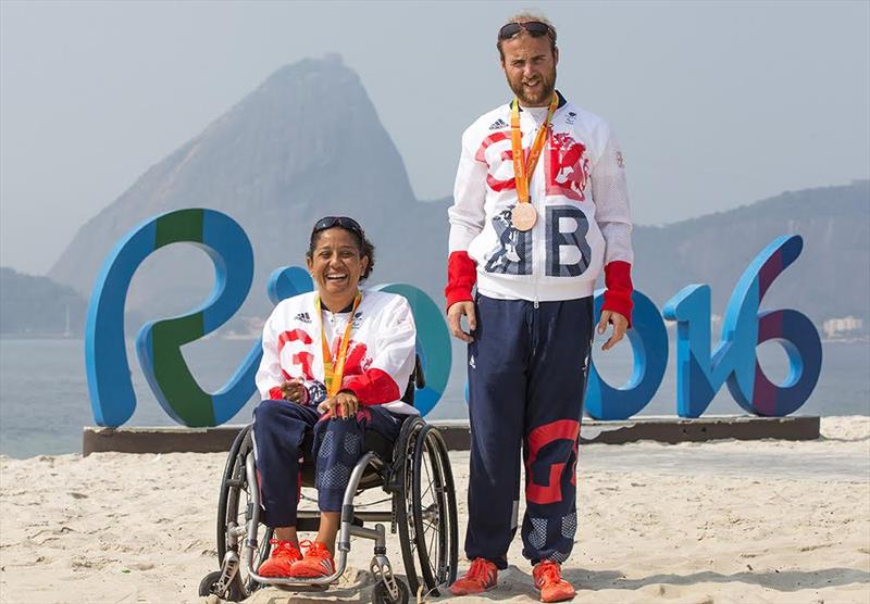 Alexandra Rickham and Niki Birrell win bronze medals at the Rio 2016 Paralympic Games photo copyright Richard Langdon / British Sailing Team taken at  and featuring the SKUD 18 class