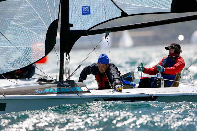 USA’s Jennifer French and Jean-Paul Creignou on day five of the IFDS Disabled Sailing Worlds photo copyright Paul Wyeth / www.pwpictures.com taken at Weymouth & Portland National Sailing Academy and featuring the SKUD 18 class