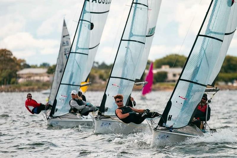 SKUD 18s were sailed with hiking crew in Melbourne - 2018 Australian Para Sailing Championships photo copyright Beau Outteridge taken at Royal Brighton Yacht Club and featuring the SKUD 18 class