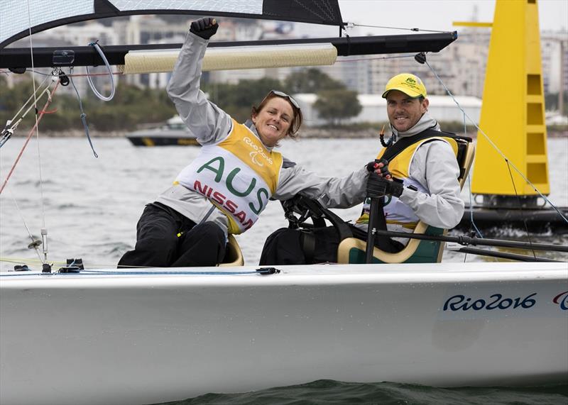 Daniel Fitzgibbon and Liesl Tesch photo copyright Richard Langdon / World Sailing taken at Australian Sailing and featuring the SKUD 18 class