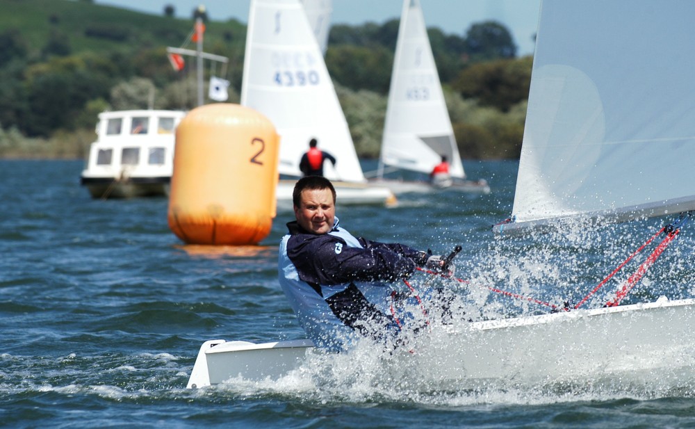 Chris Brown at the Chew Valley Solo open photo copyright Errol Edwards taken at Chew Valley Lake Sailing Club and featuring the Solo class