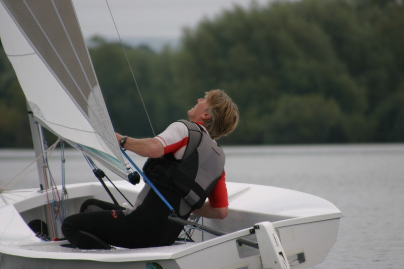 Jon Clarke concentrating on his sail during the Frampton on Severn Solo open photo copyright Bill Gribble taken at Frampton on Severn Sailing Club and featuring the Solo class