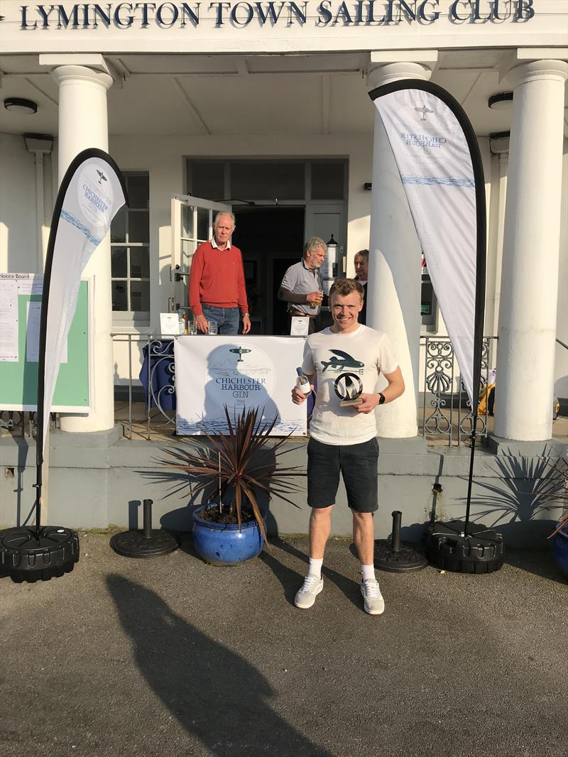 Pete Mitchell, 1st overall in the Lymington Solo Open photo copyright Doug Latta taken at Lymington Town Sailing Club and featuring the Solo class