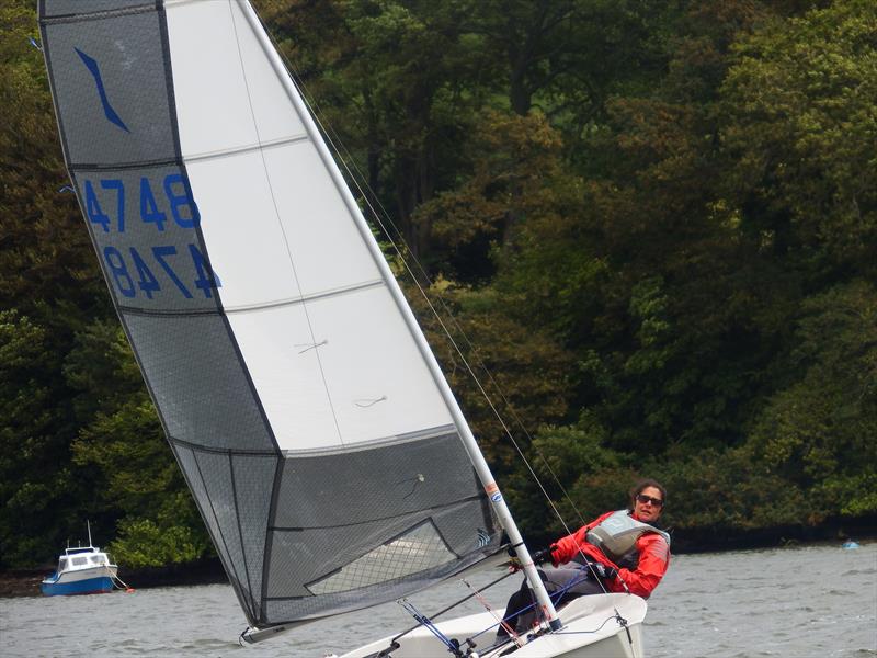 Club Commodore Anne Marie Coyle hiking hard during the Dittisham Solo Open photo copyright Will Loy taken at Dittisham Sailing Club and featuring the Solo class