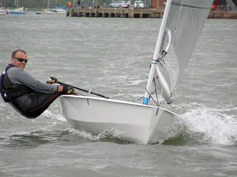 Race two winner Steve Ede was second overall at the Dell Quay Solo open photo copyright Liz Sagues taken at Dell Quay Sailing Club and featuring the Solo class