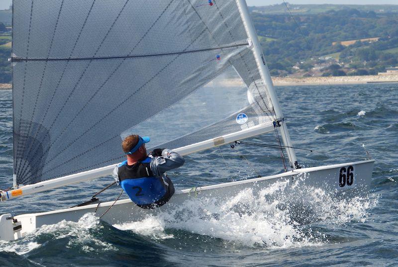 Tom Gillard powers downwind on day 3 of the Rooster Solo National Championship photo copyright Will Loy taken at Mount's Bay Sailing Club, England and featuring the Solo class