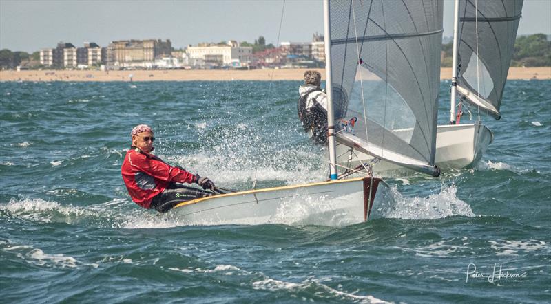 Geoff Holden enjoying the waves during the Seldén Solo Southern Area Championship and Tyler Trophy at HISC photo copyright Peter Hickson taken at Hayling Island Sailing Club and featuring the Solo class