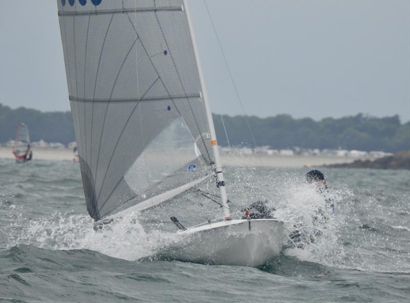 Jack Lewis gets to grips with a Solo at the Solo Nation's Cup in Carnac photo copyright Will Loy taken at Yacht Club de Carnac and featuring the Solo class