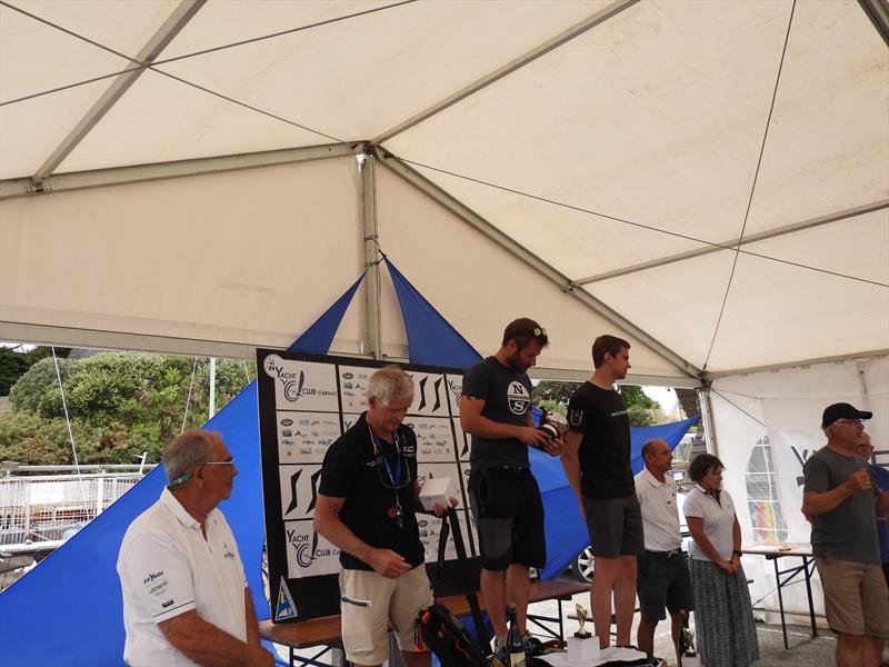 The podium (l-r) Law, Gillard, Butler at the Solo Nation's Cup in Carnac photo copyright Will Loy taken at Yacht Club de Carnac and featuring the Solo class