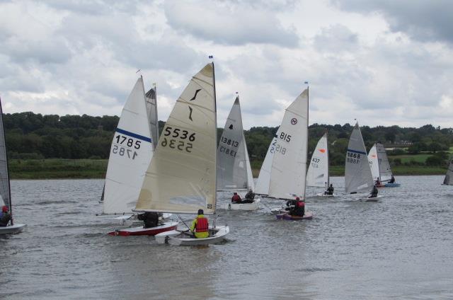 Still together after the first lap during the Border Counties Midweek Sailing at Shotwick Lake: photo copyright Brian Herring taken at Shotwick Lake Sailing and featuring the Solo class