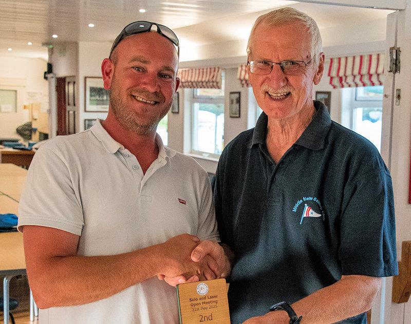 Class Captain Ian Burns receives the 2nd Solo trophy from Vice Commodore Roo Jarvis - Solo and Laser Open Meeting at Middle Nene photo copyright David Livingstone taken at Middle Nene Sailing Club and featuring the Solo class