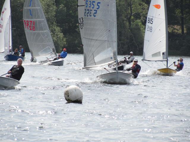 Heading for the leeward mark during the Border Counties Midweek Sailing Series at Shropshire Sailing Club photo copyright Brian Herring taken at Shropshire Sailing Club and featuring the Solo class
