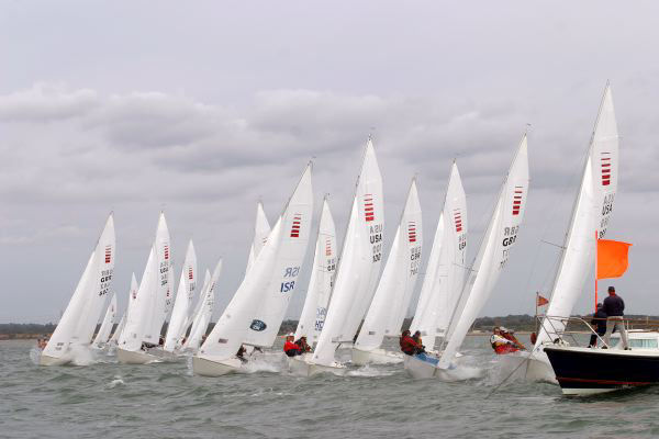 Testing conditions in the Solent on day one of the Sonar Worlds photo copyright Hamo Thornycroft taken at Cowes Corinthian Yacht Club and featuring the Sonar class