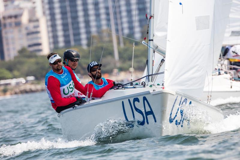 Sonar silver for Alphonsus Doerr, Hugh Freund and Bradley Kendell (USA) at the Rio 2016 Paralympic Sailing Competition photo copyright Richard Langdon / Ocean Images taken at  and featuring the Sonar class