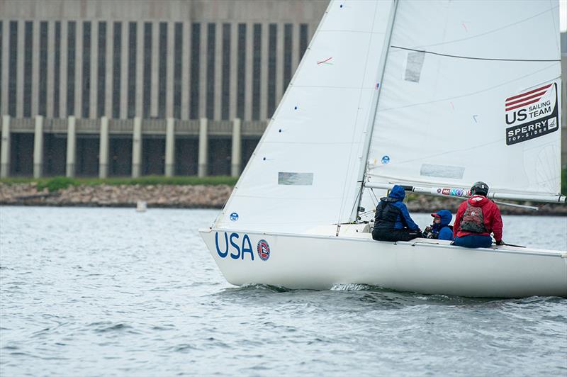 Rick Doerr, Dawn Hart and Charles McClure in the Sonar class day 1 - 17th C. Thomas Clagett, Jr. Memorial Clinic and Regatta photo copyright Ro Fernandez taken at  and featuring the Sonar class