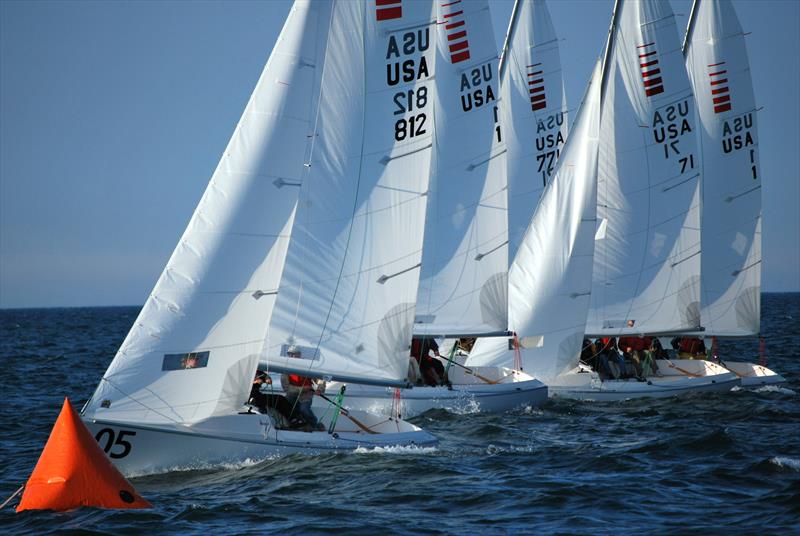 Upwind work for some of Rochester Yacht Club's Sonar fleet photo copyright Rochester Yacht Club taken at Rochester Yacht Club and featuring the Sonar class