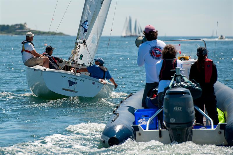 Dave Perry coaching Sonar sailors at The Clagett Regatta photo copyright Andes Visual taken at  and featuring the Sonar class
