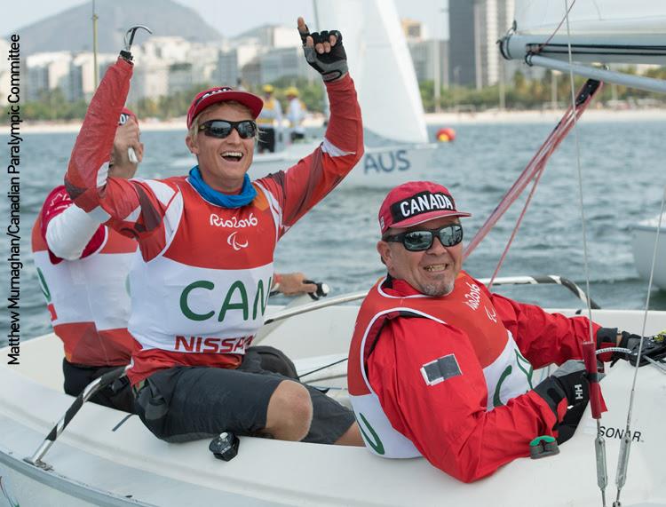 Paul Tingley, Scott Lutes and Logan Campbell compete in the 3-Person Keelboat (Sonar) at the Marina da Gloria during the Rio 2016 Paralympic Games in Rio de Janeiro, Brazil photo copyright Matthew Murnaghan / Canadian Paralympic Committee taken at Sail Canada and featuring the Sonar class