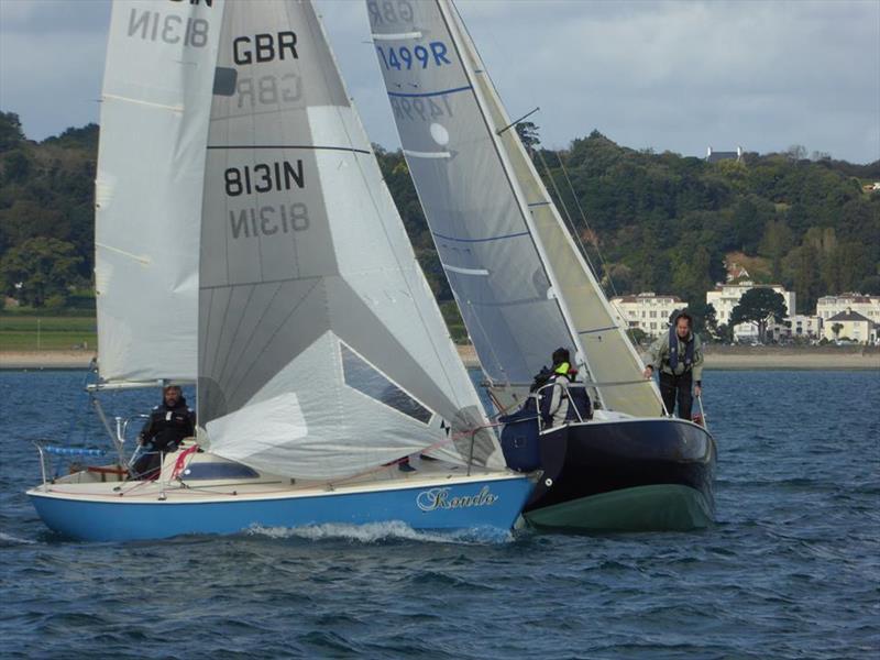 Rondo (Chris Fritot) and Moonlight Sonata (Tom Vallois) during the Jackson Yacht Services Bay Race Series photo copyright Elaine Burgis taken at Royal Channel Islands Yacht Club and featuring the Sonata class