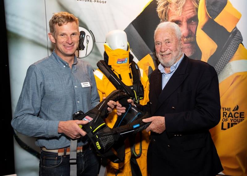 Sir Robin Knox-Johnston reviewing the VITO lifejacket with Myles Uren photo copyright Spinlock taken at  and featuring the  class