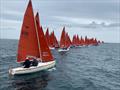 Squib Nationals at Weymouth Day 3 - The 65 boat Squib keelboat fleet with 800 nearest the committee boat, and 142 the black boat half way down the line - these finished second and first respectively © Christine Boyd