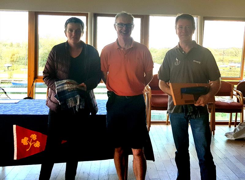 Tadhg Murphy LDYC Commodore presenting Fiona Ward & Colm Dunne the winner's trophy during the Irish Squib Inlands at Lough Derg photo copyright Fiona Ward taken at Lough Derg Yacht Club and featuring the Squib class