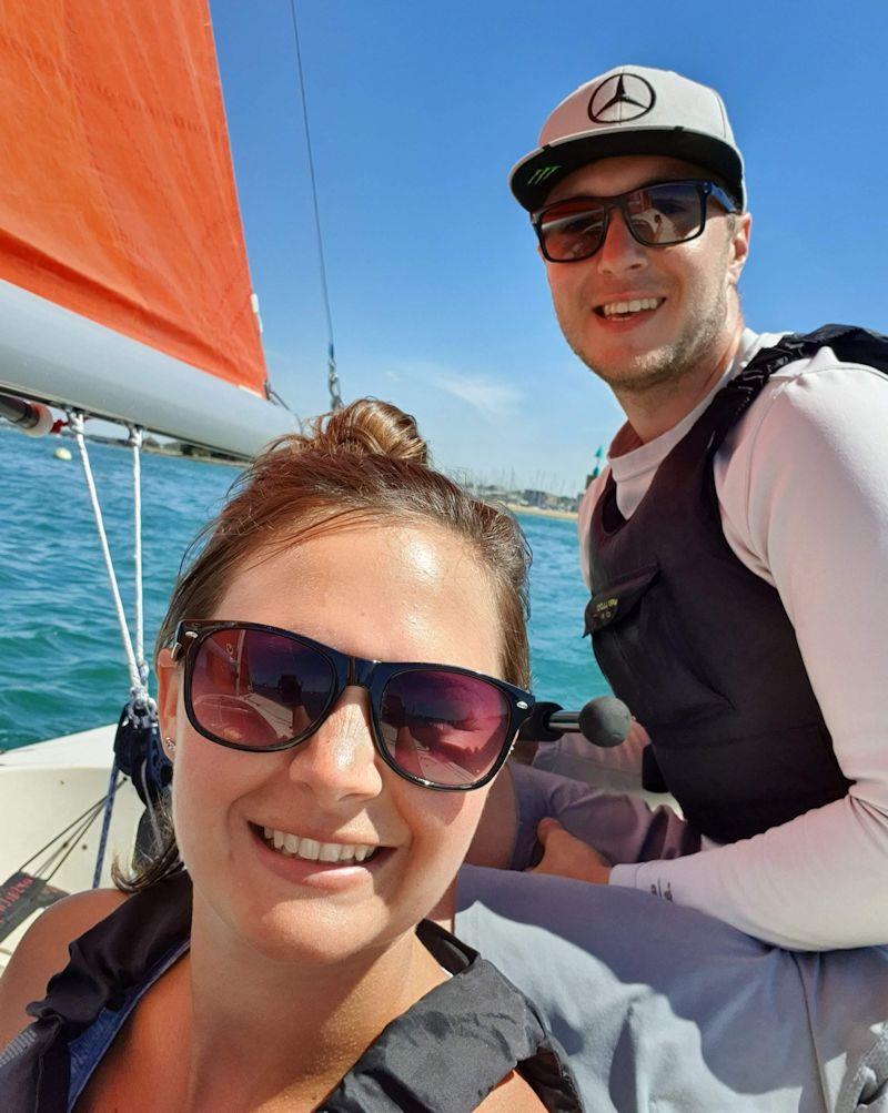 Sunglasses and smiles aboard a Squib photo copyright Henderson family taken at Portsmouth Sailing Club and featuring the Squib class