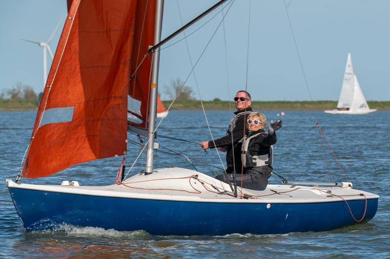 Malcolm and Jackie Hutchings won race 2, Mike Flint Trophy 2024 photo copyright Petru Balau / sports.hub47.com taken at Royal Corinthian Yacht Club, Burnham and featuring the Squib class