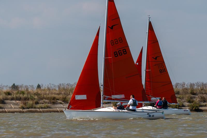 Jason Phelps and Carl Anderson, By The Lee leading the Squib fleet on Day 2 of Burnham Week 2025 photo copyright Petru Balau Sports Photography / sports.hub47.com taken at Royal Corinthian Yacht Club and featuring the Squib class