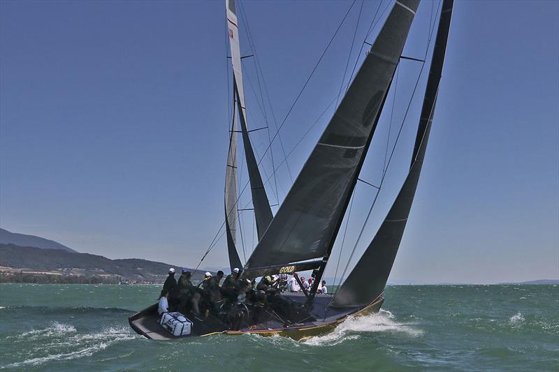 Close racing is assured in the SSL Gold Cup - here Team GBR leads Team AUS photo copyright John Curnow taken at Cercle de la Voile de Grandson and featuring the SSL47 class