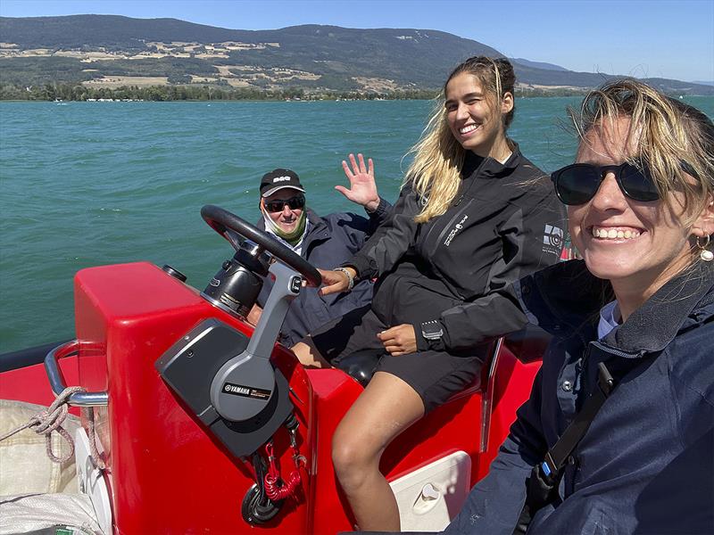 Such amazing surroundings. Had to indulge in the group selfie photo copyright John Curnow taken at Cercle de la Voile de Grandson and featuring the SSL47 class