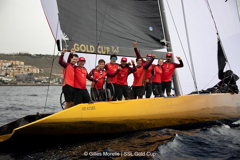 SSL Gold Cup 1/8 Finals Fleet 4, Race 1 - SSL Team Portugal Celebrate photo copyright Gilles Morelle / SSL Gold Cup taken at Real Federación Canaria de Vela and featuring the SSL47 class