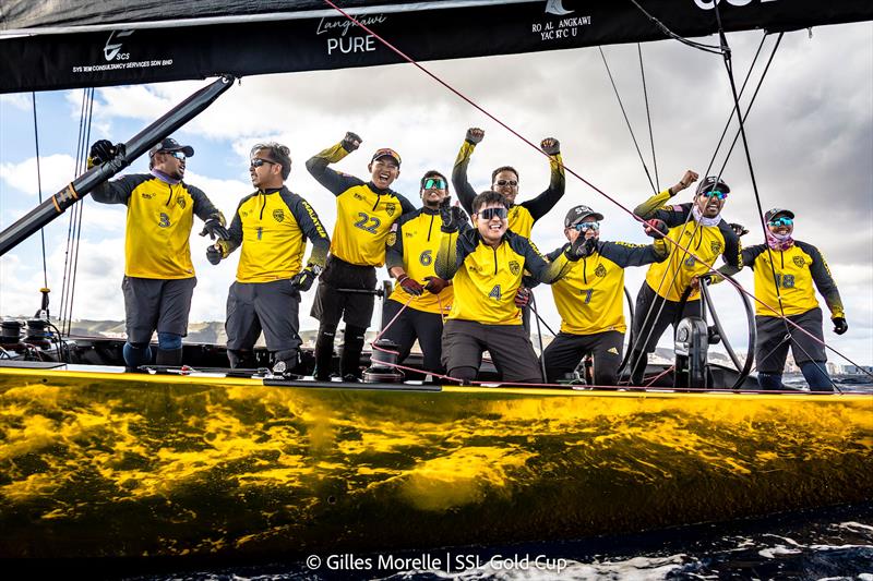 SSL Gold Cup 1/8 Finals Fleet - SSL Team Malaysia celebrate photo copyright Gilles Morelle / SSL Gold Cup taken at Real Federación Canaria de Vela and featuring the SSL47 class