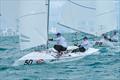 Kusznierewicz closing in downwind on Cayard on day 2 of the 99th Bacardi Cup