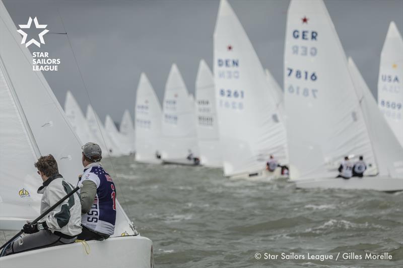 A breezy day 2 for the Stars at the Bacardi Cup 2017 in Miami photo copyright Gilles Morelle / Star Sailors League taken at Coral Reef Yacht Club and featuring the Star class